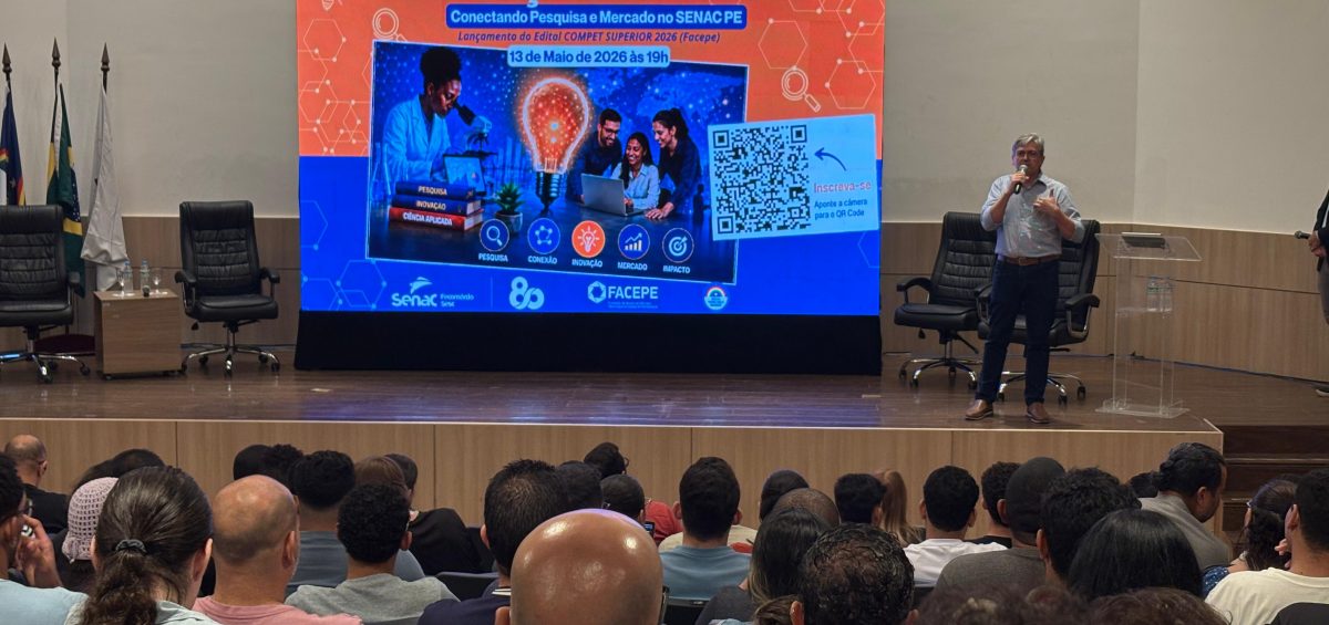 Evento no Senac PE apresenta oportunidades do edital Compet Superior 2026 para estudantes e pesquisadores